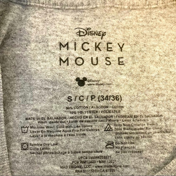 DISNEY Mickey Mouse Gray Graphic Tee Shirt Size Small - Picture 6 of 7
